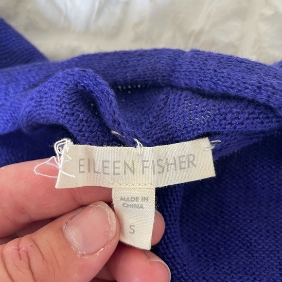 Eileen Fisher Linen Royal Blue Open Cardigan - Picture 3 of 6